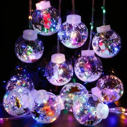 CORTINA DE LUCES CON ESFERAS NAVIDEÑAS | 3 MTS